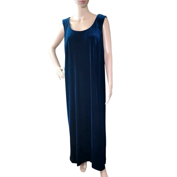 R&M Richard's by Karen Kwong Women's 14 Blue Sleeveless Velvet Evening Dress NWT - Picture 1 of 9
